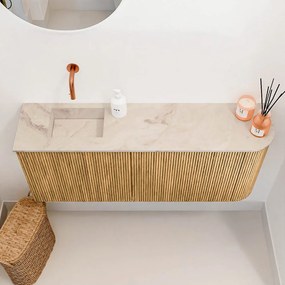 Mondiaz Joya DLux 100cm toiletmeubel ronding rechts oak met wastafel faye links zonder kraangat frappe