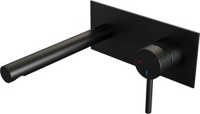 Brauer Stripe inbouw wastafelkraan ColdStart met rechte uitloop en afdekplaat model A1 zwart mat