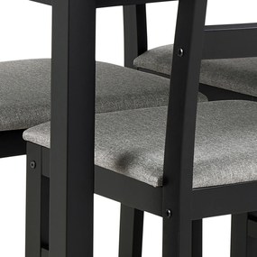 TORINO eetset + 4 stoelen Zwart/Lichtgrijs (Sawana 21 stof) - HOUTEN SET VOOR KEUKEN/EETKAMER