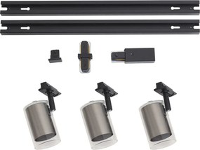 Modern railsysteem zwart met 3 spots gunmetal 1-fase - Iconic Lloyd