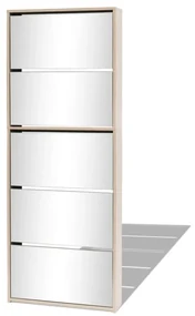 vidaXL Schoenenkast met 5 spiegels 63x17x169,5 cm eikenhout