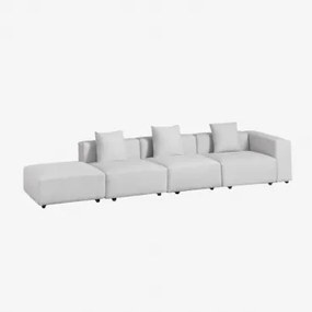 3-delige Modulaire Hoekbank Met Hoge Armleuning En Poef (↔︎370 Cm) Bruna Stof Gris Glacial - Sklum