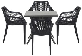 Garden Impressions Air XL tuinset 5-delig zwart - Rimini tuintafel 80x80 cm