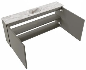 Mondiaz Ture DLux toiletmeubel 120cm smoke met wastafel glace midden zonder kraangat