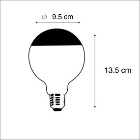 Set van 5 E27 dimbare LED filamentlamp kopspiegel G95 zwart 550lm 2700K