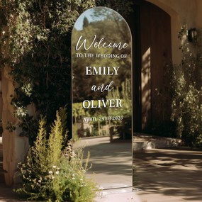 Gepersonaliseerde spiegelsticker S50 – Welcome to the wedding of...