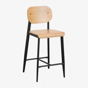 Hoge Kruk 65 Cm In Eikenfineer And Zwart - Sklum