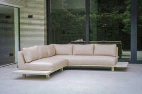 Flow. Emerald platform loungebank Heather chalk met Ivory frame All Weather loungeset Beige Sunbrella loungeset LoungesetHoek loungeset outdoor