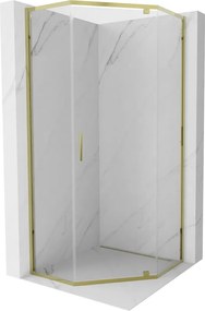 Mexen Exo-R vijfhoekige draaideur douchecabine 90 x 90 cm, transparant, goud - 812-090-090-50-00