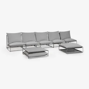 Amaro 5-delige Modulaire Bankset Met Bijzettafel En Omvormbare Voetenbank Grijs - Sklum