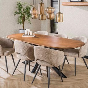 Ovale Eettafel Mangohout Zandkleur 215 Cm - 215 X 105cm.