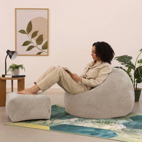 Cloudy Zitzak Corduroy + Poef - Beige