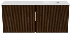 Mondiaz Joya 90cm toiletmeubel walnut met wastafel faye rechts 1 kraangat talc