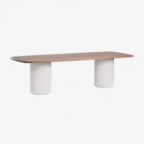 Rectangulaire Eettafel 270x110 Cm Van Acaciahout Leighton Donker Acaciabruin & Wit - Sklum