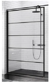 Novellini Kuadra inloopdouche 80 ver.77-80cmstripes motief zwart mat zwart kuadh80-82h
