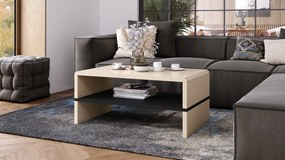 Mazzoni ROCK Beige glans / Zwart mat – MODERNE SALONTAFEL MET PLANK