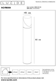 Lucide Norman sokkellamp 15W 65cm zwart