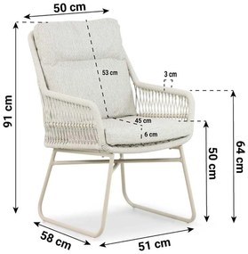 Tuinset 4 personen 180 cm Aluminium/rope Taupe Lifestyle Garden Furniture Vicente/Camila