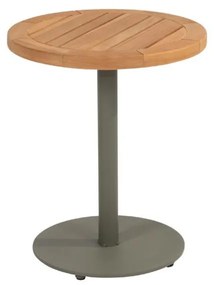 4 Seasons Outdoor Volta bijzettafel olijfgroen met teak blad Ø 45 cm (H 55 cm)  Bijzettafel    groen weerbestendig