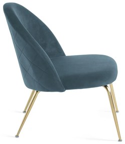 Kave Home Ivonne Turquoise Fauteuil Fluweel Met Goud