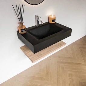 Zaro Alan badmeubel 70cm met planchet washed oak en vrijhangende wastafel cloud midden 1 kraangat urban