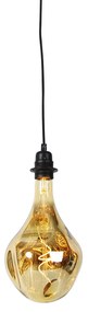 Hanglamp zwart dimbaar incl. LED spiegel goud dimbaar - Cava Luxe Modern Minimalistisch E27 rond Binnenverlichting Lamp