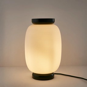 Tafellamp van gegroefd opalineglas en ijzermetaal, TILAN