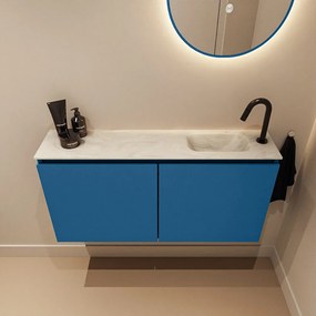 Mondiaz Ture DLux toiletmeubel 100cm jeans met wastafel ostra rechts met kraangat