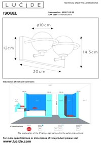 Lucide Isobel wandlamp 30x14.5cm 2x33W