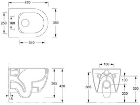 Xenz Gio randloos toilet 47cm met vortexspoeling zwart mat