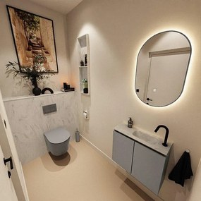 MONDIAZ TURE-DLUX 60cm toiletmeubel Smoke. EDEN wastafel Opalo positie rechts. Met 1 kraangat. TUREDX60SMOR1OPA