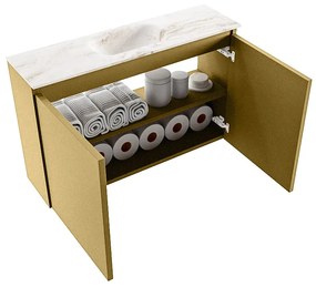 Mondiaz Ture DLux toiletmeubel 80cm oro met wastafel frappe midden zonder kraangat