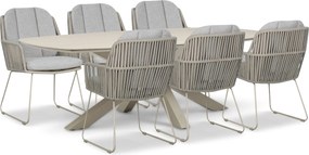 Tuinset 6 personen 240 cm Rope Taupe Domani Furniture Trivento/Voyage