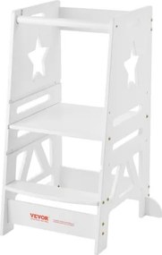 VEVOR Opstapje Kinderen 158,9 kg Draagvermogen Opstapje 844 x 553 x 482 mm Kruk Grenenhout Bamboe Hoogte Verstelbaar van 328 tot 520 mm Leertoren Kinderkrukje Opstapje Kinderkrukje Wit