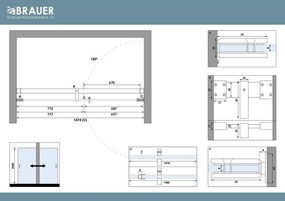 Brauer Void profielloze nisdeur 150cm met draaideur 70cm aan muur zwart mat