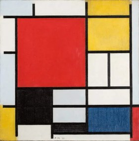 Mondrian, Piet - Kunstreproductie Composition with large red plane, (40 x 40 cm)