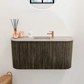 Mondiaz Joya DLux 85cm toiletmeubel ronding links/rechts shadow met wastafel faye midden 1 kraangat glace