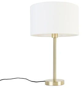 Klassieke tafellamp messing met kap wit 35 cm - Simplo Design E27 rond Binnenverlichting Lamp