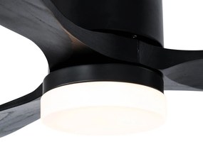 Smart Plafondventilator met lamp zwart 132cm incl. LED dimbaar met afstandsbediening - Sofia Design rond Binnenverlichting Lamp