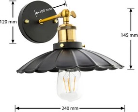 Vintage Wandlamp Zwart Flower Design