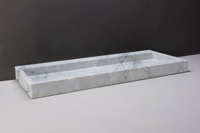 Forzalaqua Palermo wastafel 100x50cm met 2 kraangaten carrara gepolijst