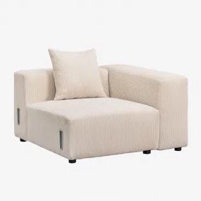 Rechter Hoekmodule 115x113 Cm Met Hoge Armleuning En Kussen Voor Modulaire Bank Bruna Linnen Fluweel Linnenbeige - Sklum