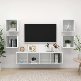 vidaXL 5-delige Tv-meubelset spaanplaat hoogglans wit
