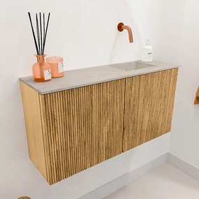 Mondiaz Joya DLux 80cm toiletmeubel oak met wastafel faye rechts zonder kraangat opalo
