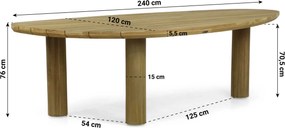 Tuinset 6 personen 240 cm Aluminium/rope Taupe Coco Antoni/Leafline