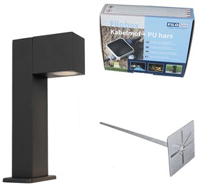 Buitenlamp donkergrijs met grondpin en kabelmof 30cm IP44 - Baleno