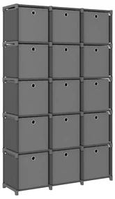 vidaXL Kast met 15 vakken met boxen 103x30x175,5 cm stof grijs