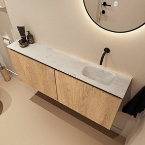 Mondiaz Ture DLux toiletmeubel 120cm washed oak met wastafel opalo rechts zonder kraangat