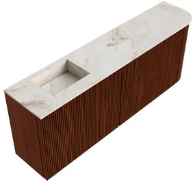 Mondiaz Joya DLux 110cm toiletmeubel ronding rechts ruby met wastafel faye links 1 kraangat frappe