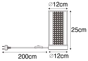 Oosterse tafellamp wit met rotan 12 cm - Akira
